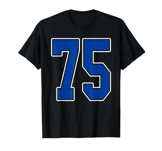 Royal Blue and White Number 75 Jersey Player Uniform #75 Fan T-Shirt