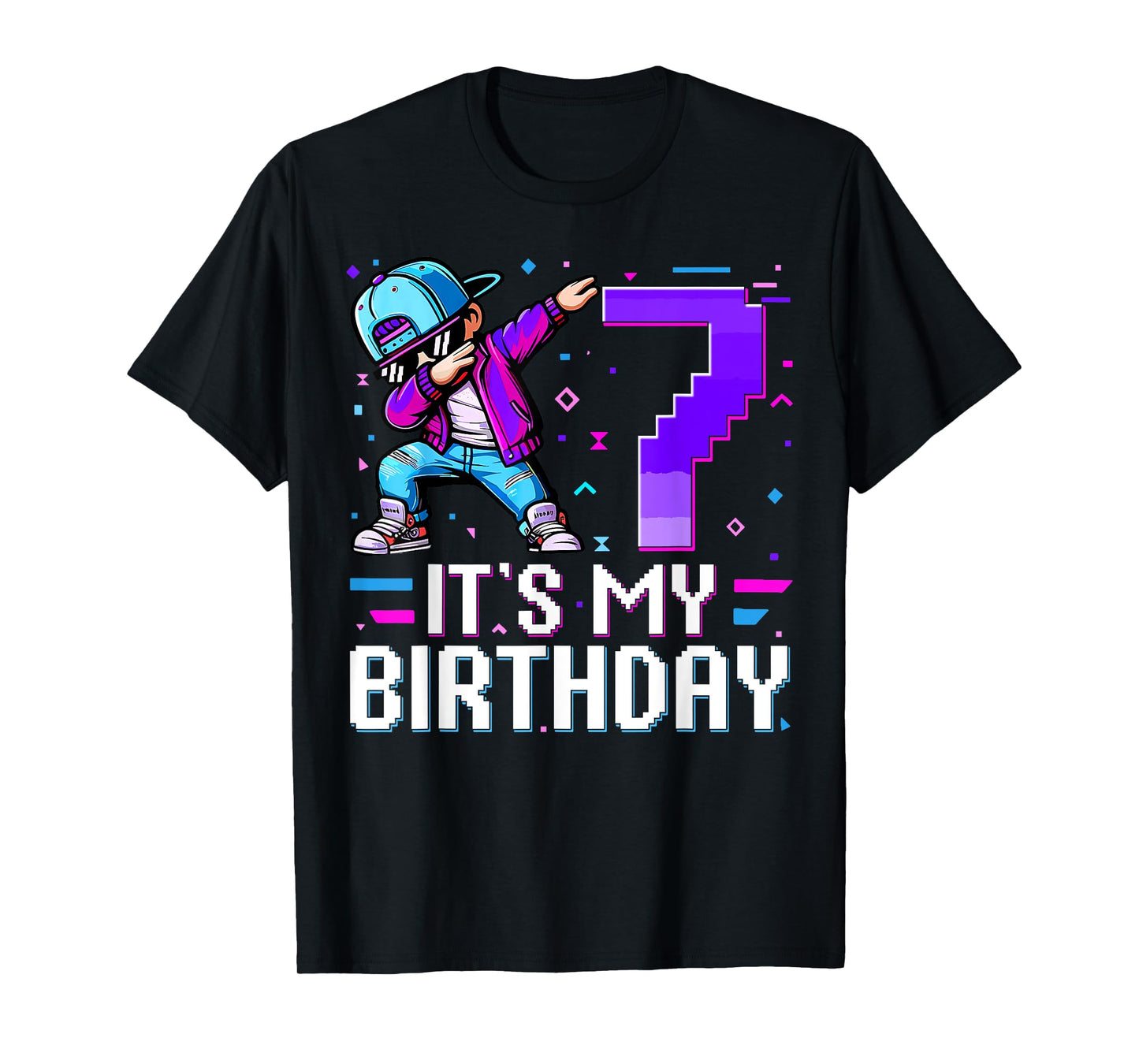 It's My Birthday 7th Birthday Boy Dabbing 7 Year Old Gaming T-Shirt