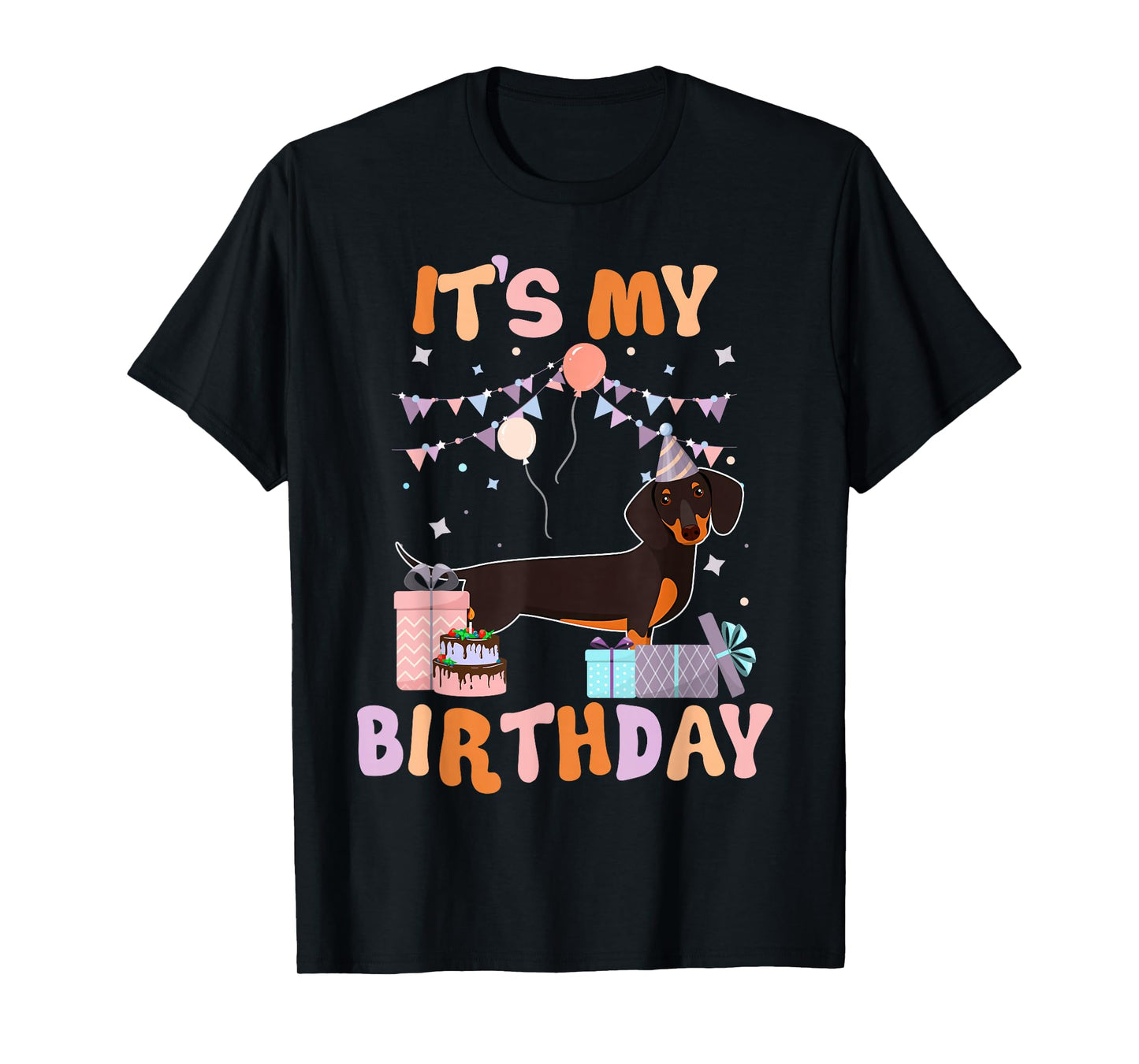 Its My Birthday Dachshund Dog Funny Birthday Party Dog Lover T-Shirt