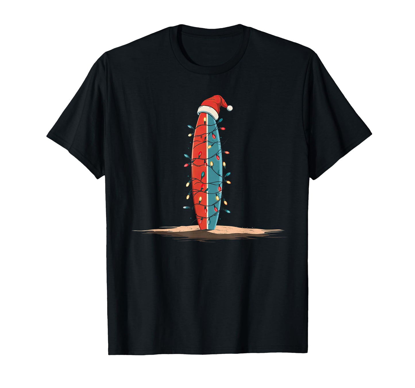 Funny Surf Christmas Lights Lover Surfboard Surfing Surfer T-Shirt