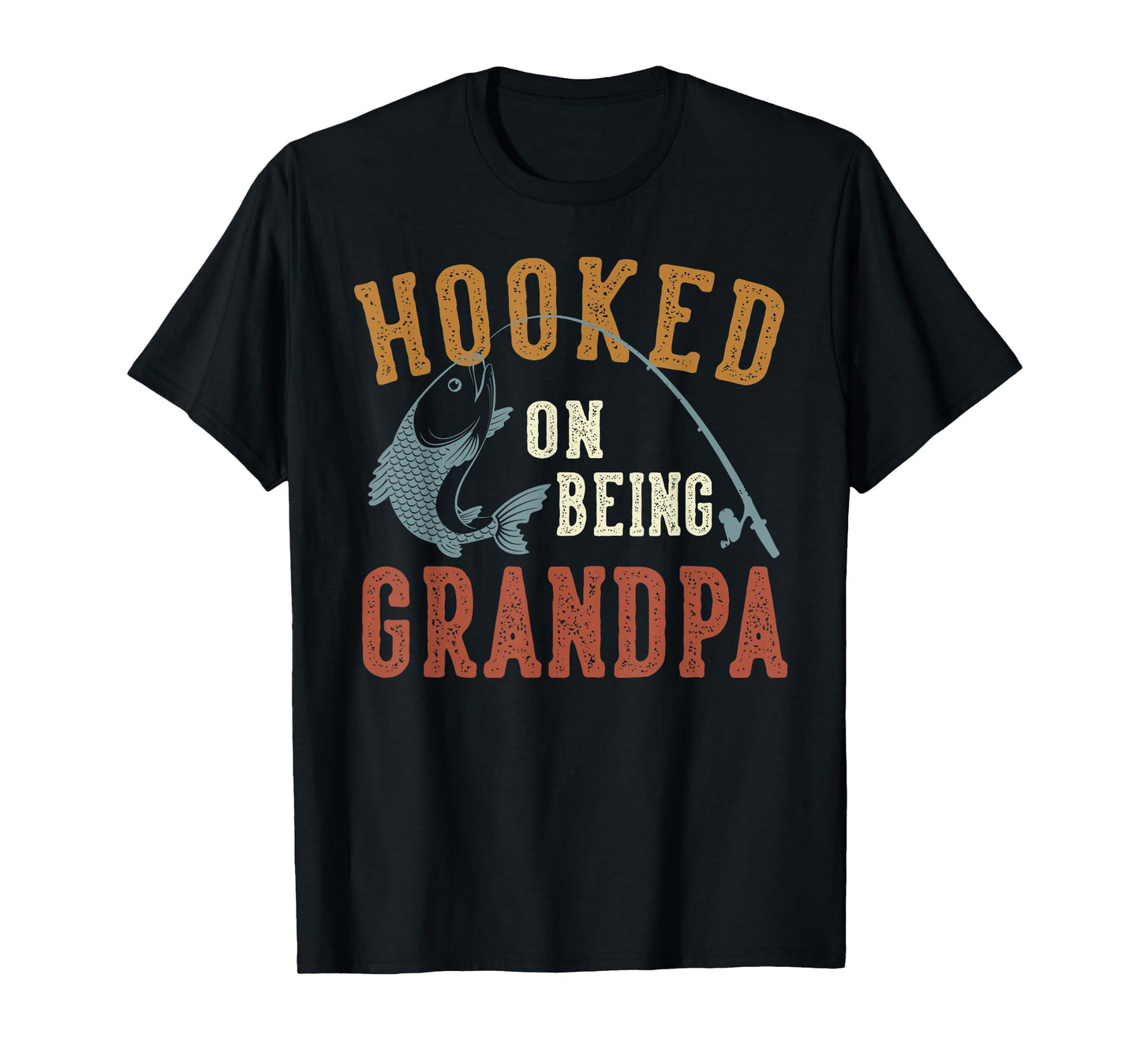 Hooked On Being Grandpa Father's Day Fishing Grandpa T-Shirt
