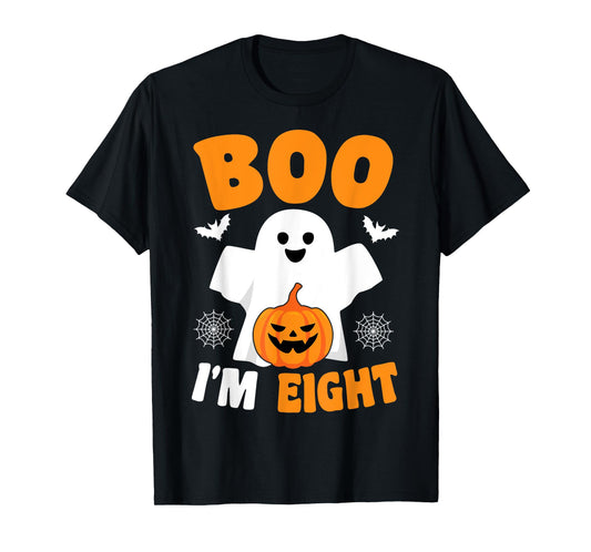 Boo I’m Eight Halloween Groovy Spooky Kids 8th Birthday T-Shirt