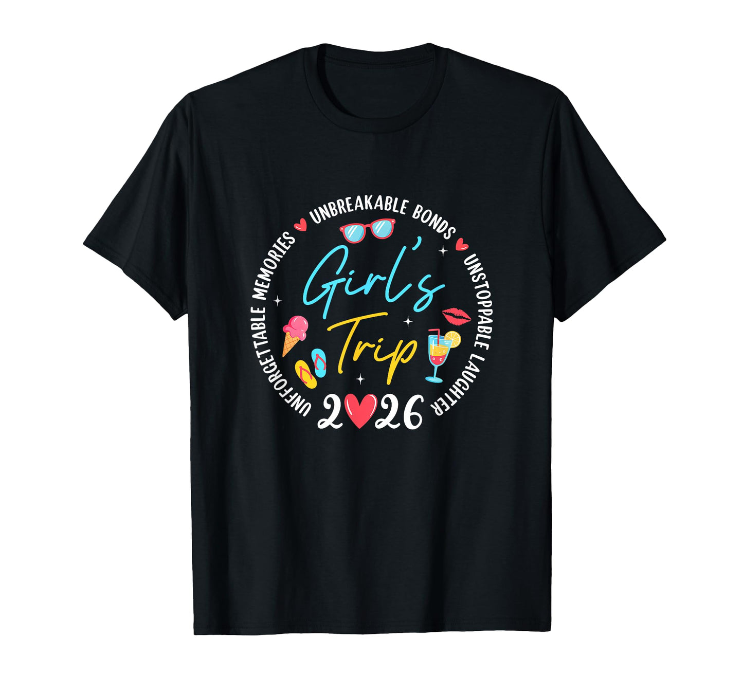 Girl's Trip 2026 Memories Girls Friends Trip Vacation Retro T-Shirt