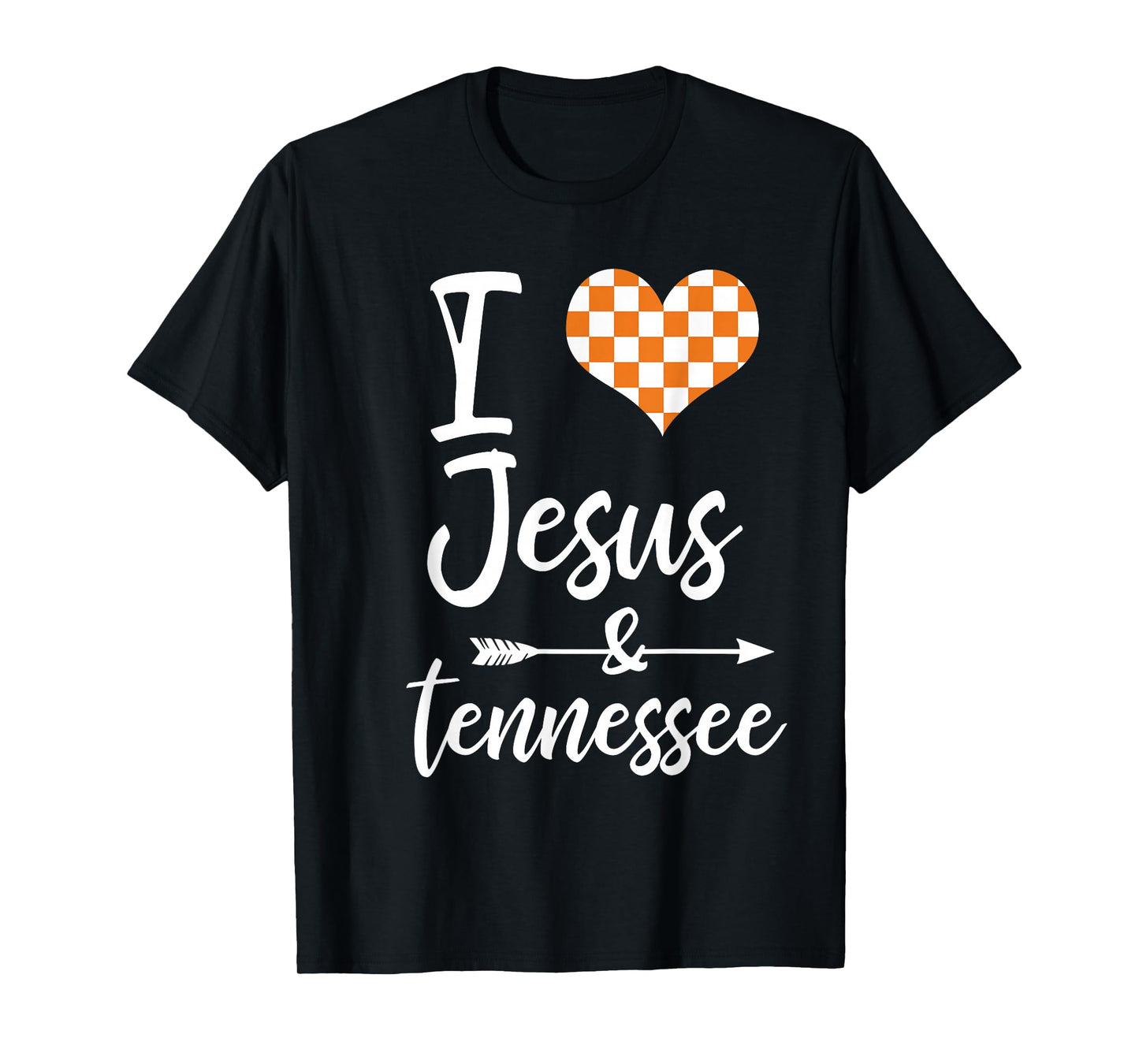 I Love Jesus and Tennessee Orange Heart Cute Fan T-Shirt