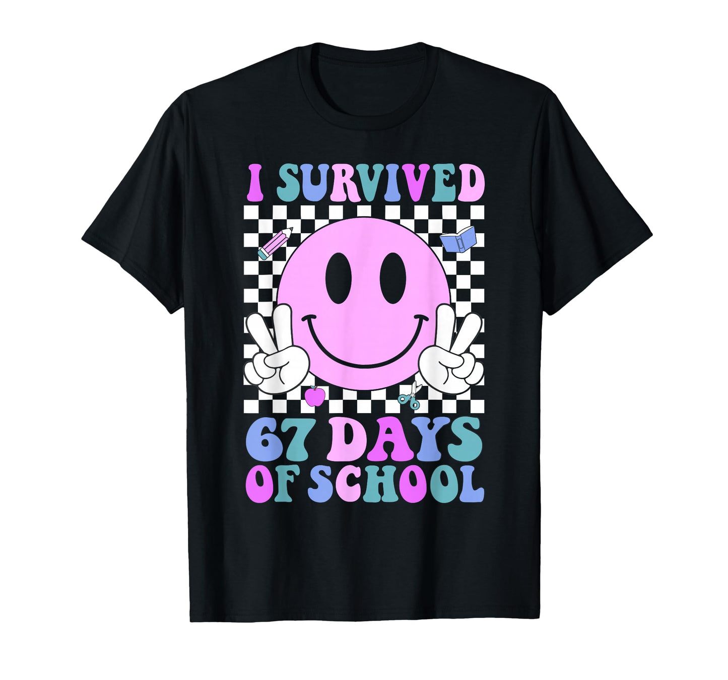 I Survived 67 Days of School Retro Smile 6 7 Meme Six Seven T-Shirt