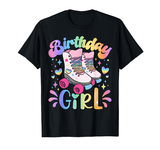 Birthday Girl Rolling Skates Roller Skater Party Kids Girls T-Shirt