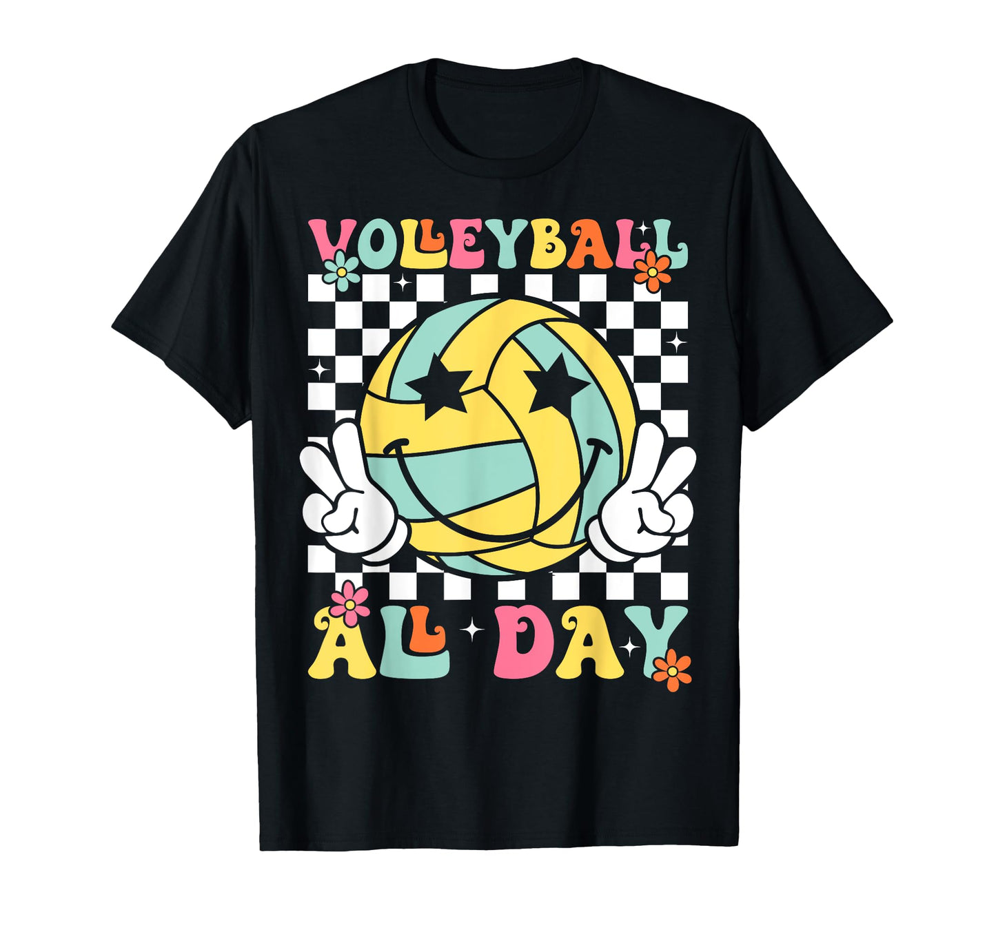 Retro Groovy Volleyball Girl Women Volleyball All Day T-Shirt