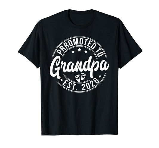 Promoted to Grandpa Est. 2026 Baby Announcement Funny Mens T-Shirt