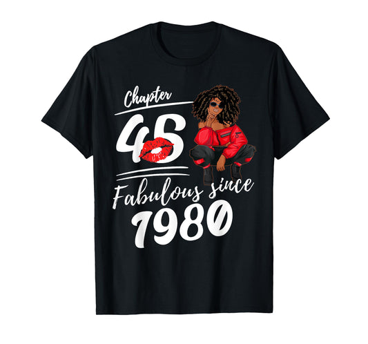 Chapter 45 Fabulous Since 1980 45th Birthday Queen for Women T-Shirt