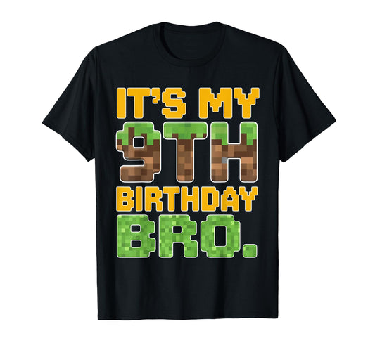 Funny Birthday Boy It's My 9th Birthday Video Game Pixel T-Shirt