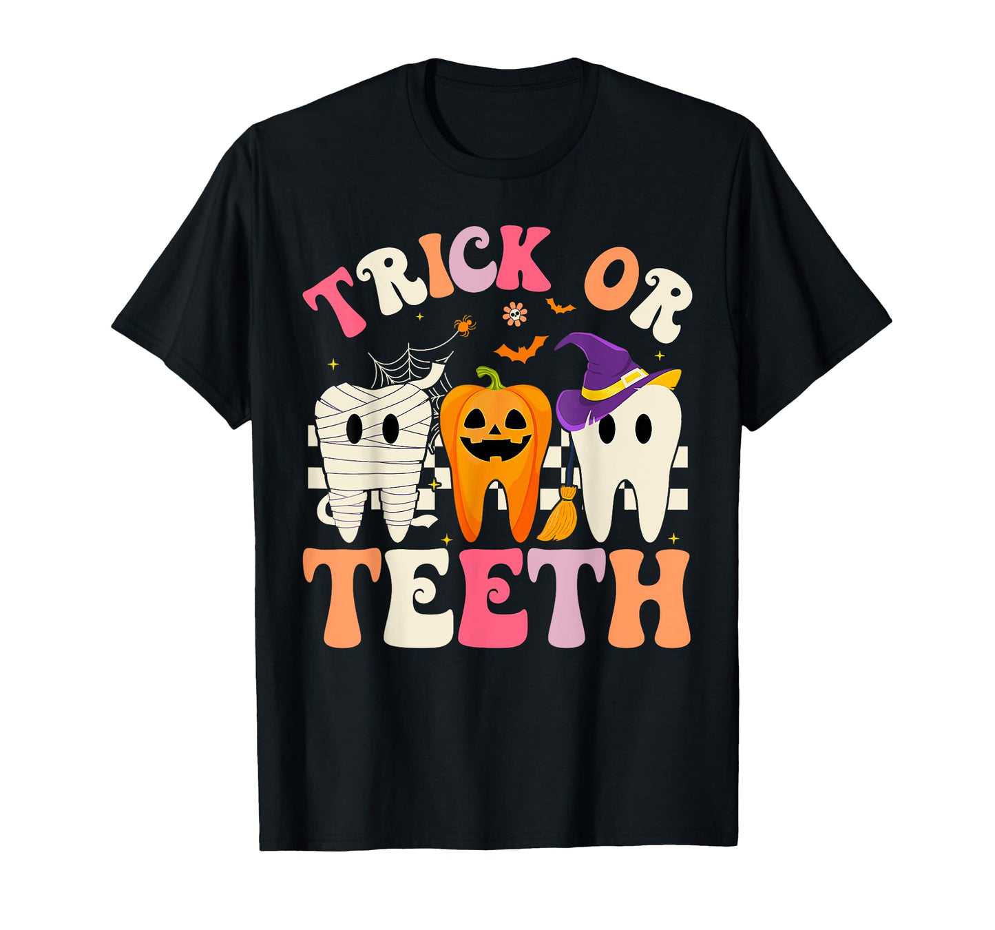 Halloween Dental Funny Teeth Groovy Dentist Hygienist T-Shirt