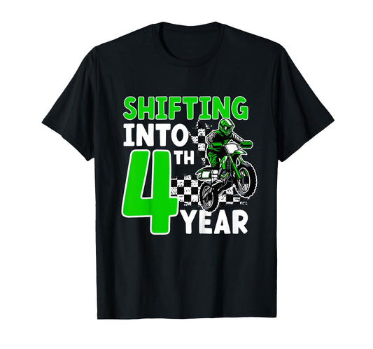 Kids 4th Dirt Bike Birthday Party 4 Year Old Dirt Biker T-Shirt