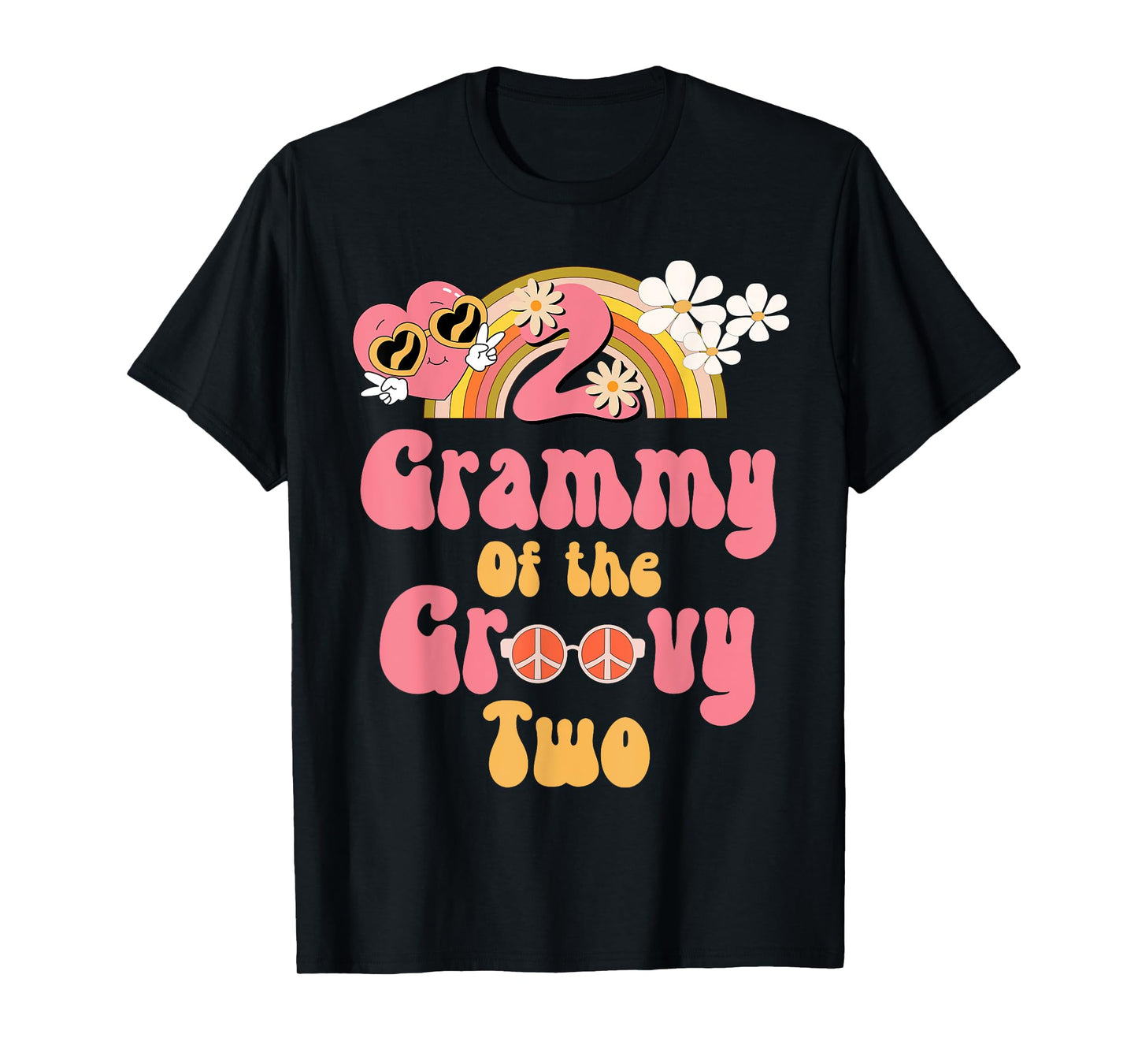 Grammy of the Groovy Two peace sign retro birthday matching T-Shirt