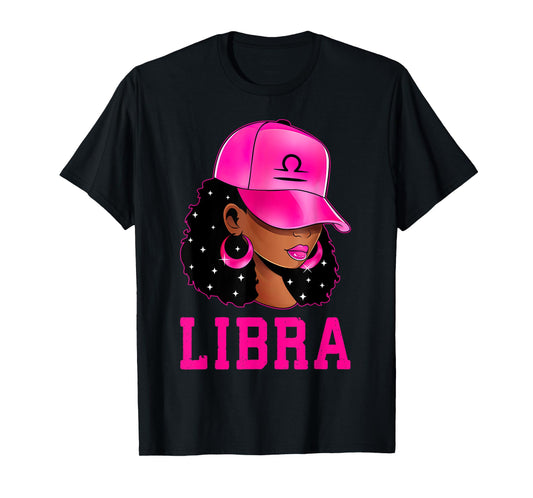 Libra Queen Sassy Black Woman Afro Girl Zodiac Sign T-Shirt