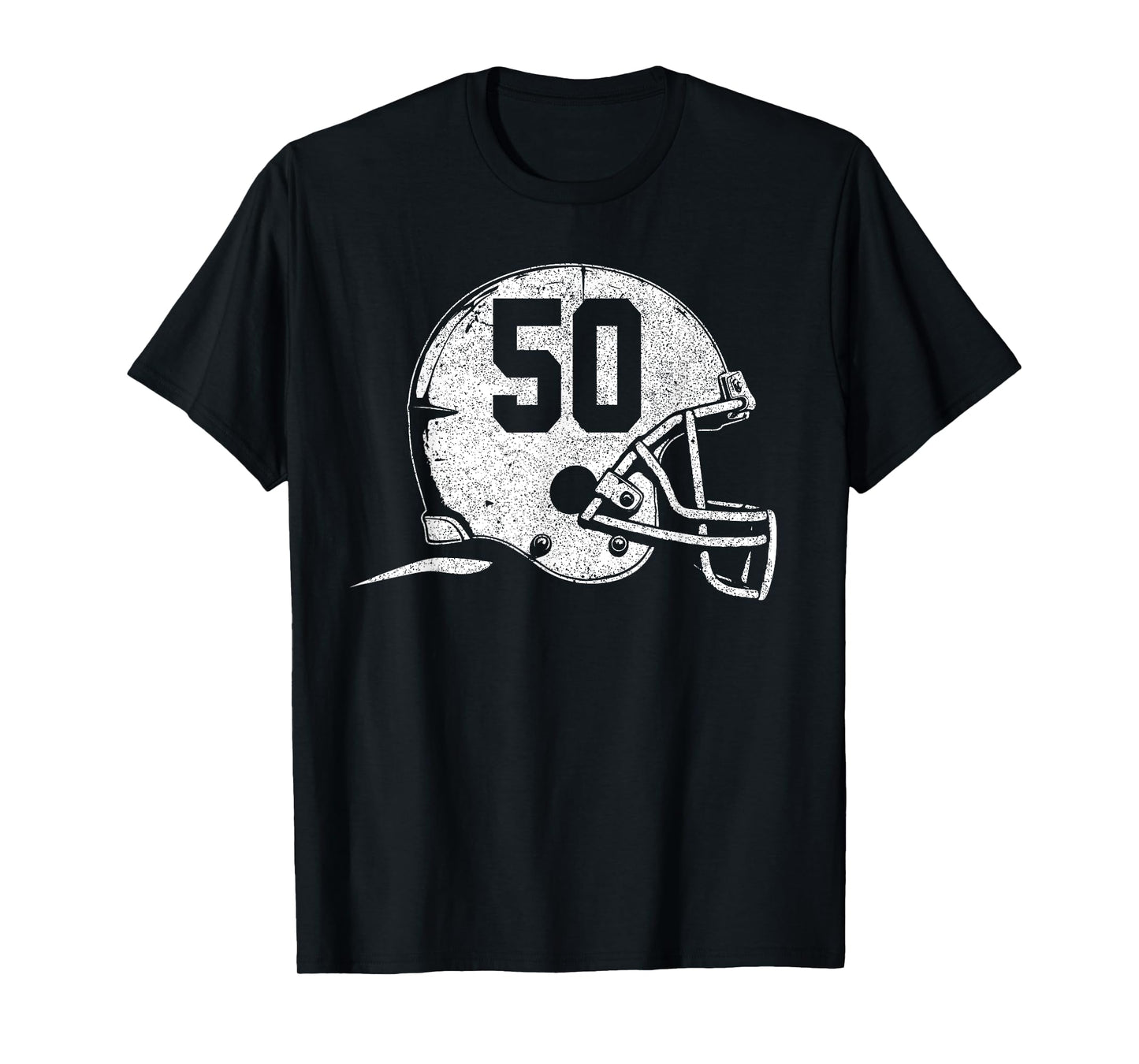 Number 50 Football Helmet Player Fun Number T-Shirt