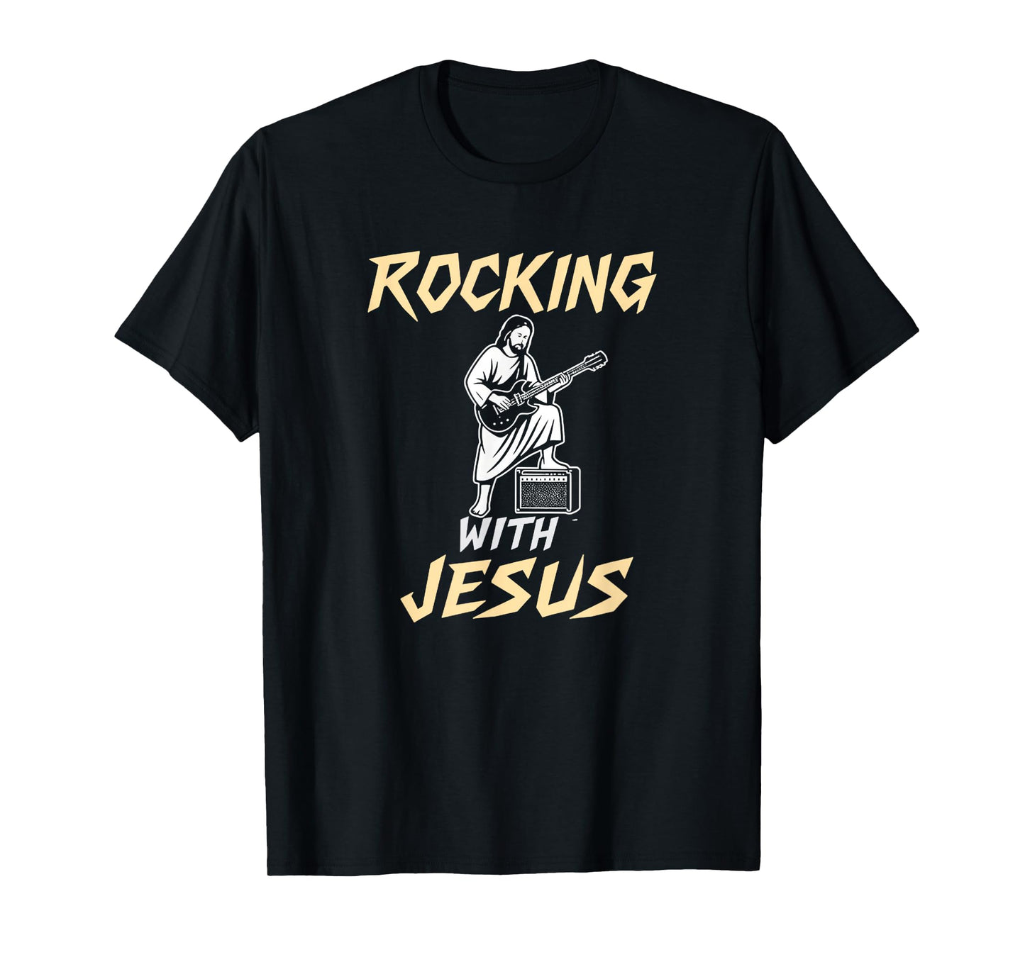 Rocking with Jesus Funny Meme Music Bible Verse Faith T-Shirt