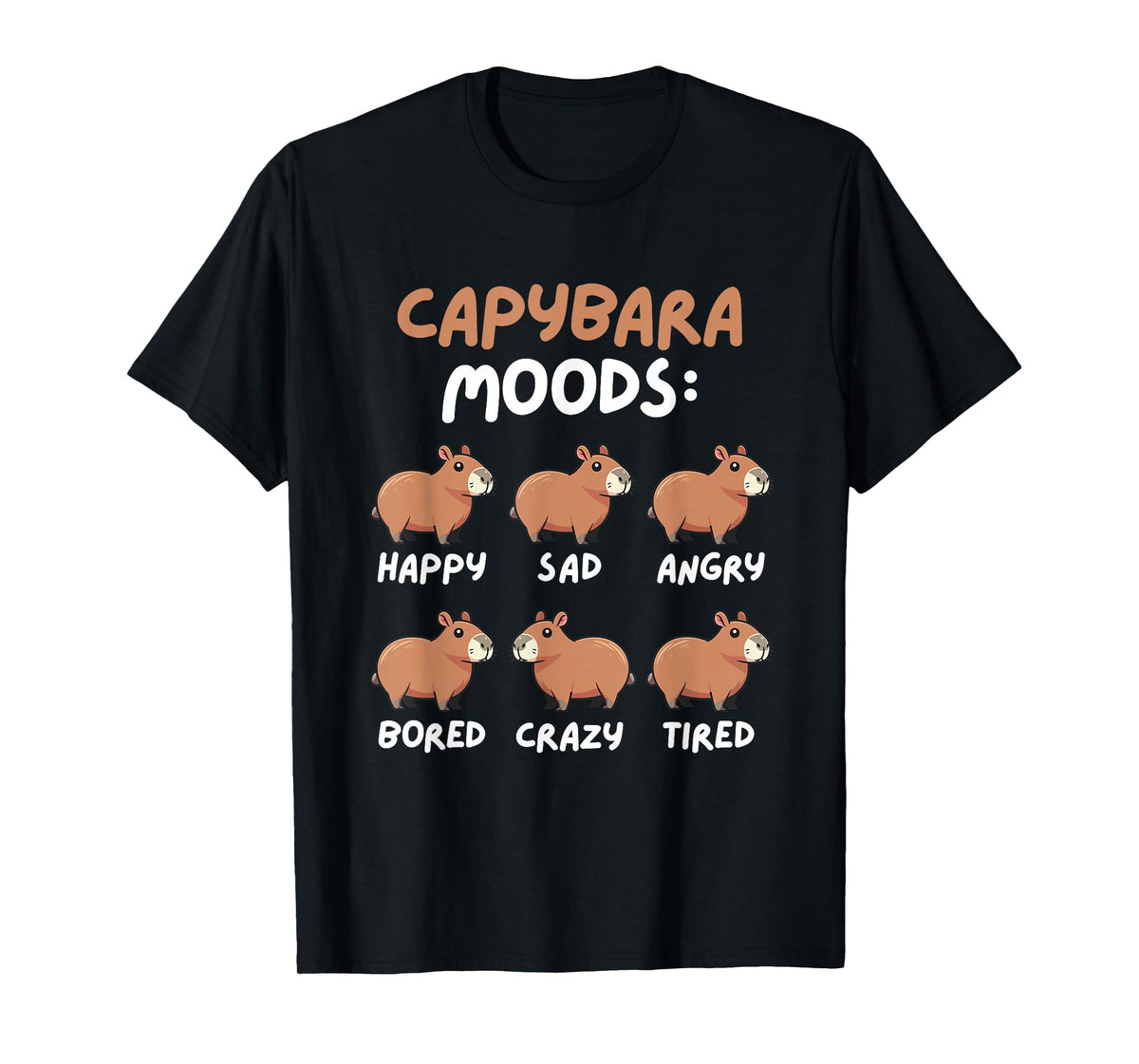 Funny Cute Capybara Moods Children Men Women T-Shirt