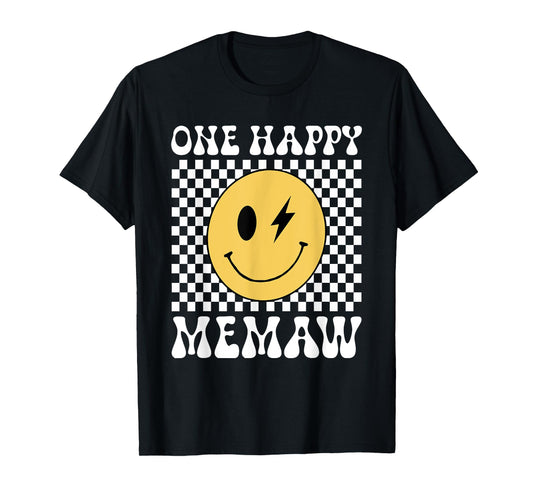 Groovy Memaw One Happy Dude Birthday Family Matching T-Shirt