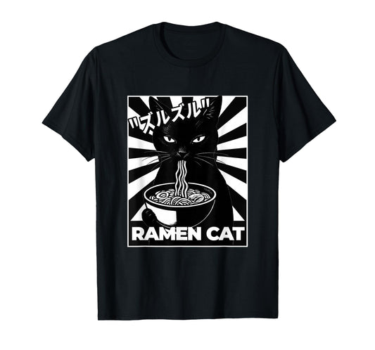 Ramen Cat Japanese Noir Radiant Poster Artwork T-Shirt