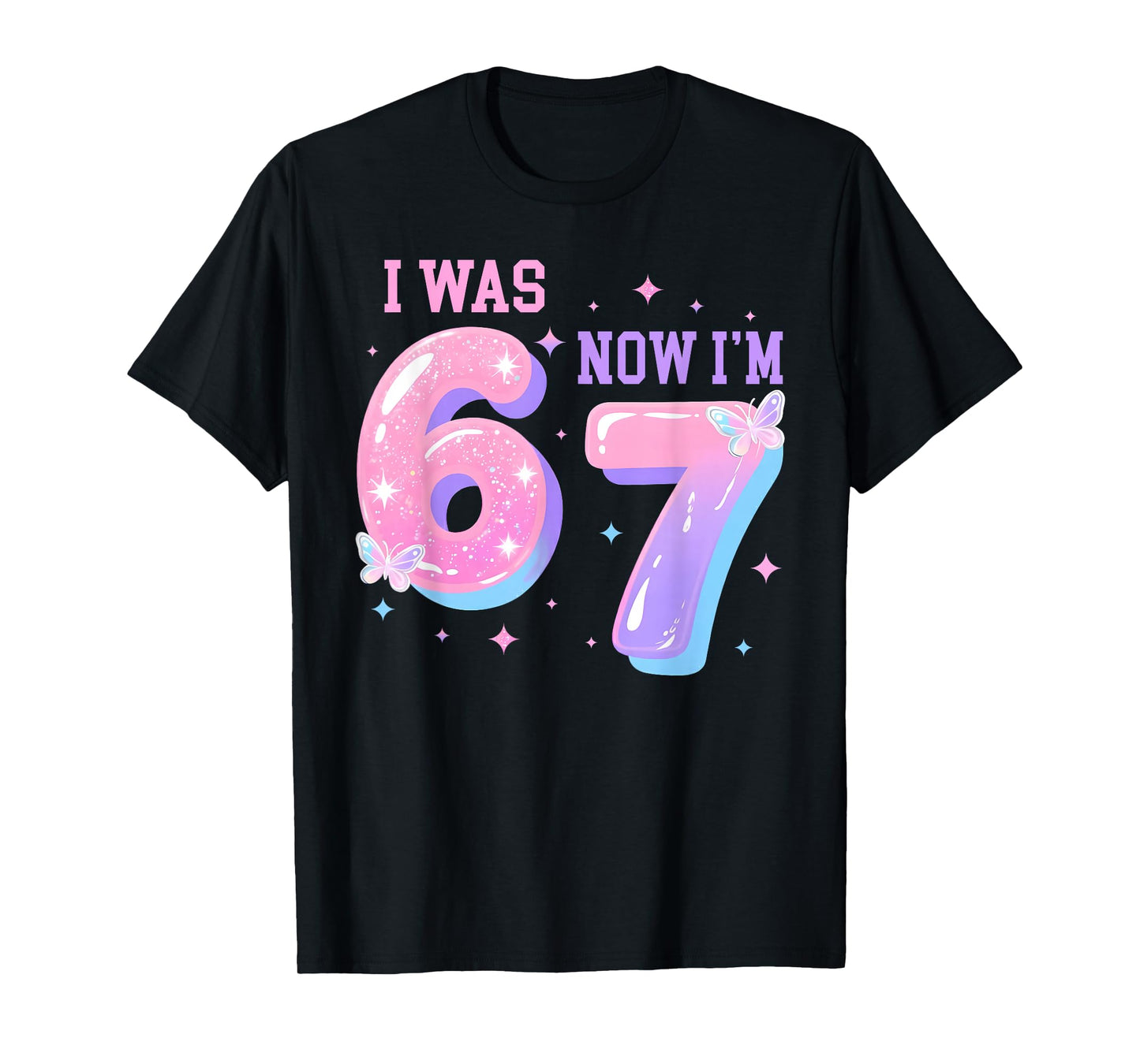 7 Year Old Birthday I was 6 Now I'm 7 67 Groovy 7th Birthday T-Shirt