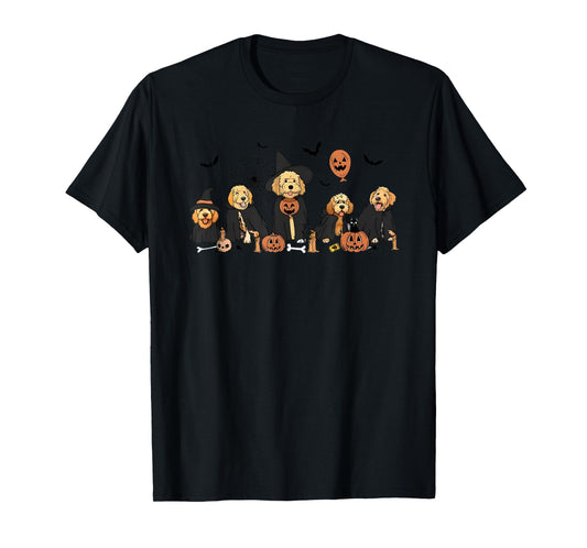 Ghost and Witch Goldendoodle Halloween T-Shirt