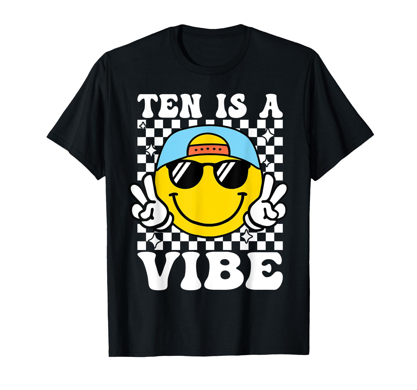 Ten Is A Vibe 10th Birthday Groovy Boys Girls 10 Years Old T-Shirt
