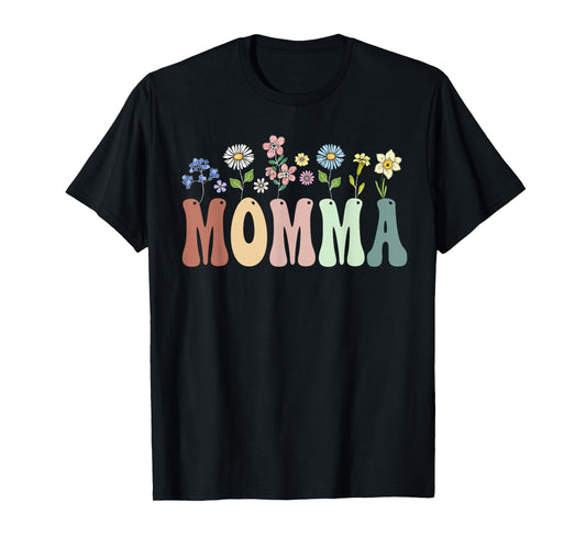 Momma Gifts Women Wildflower Floral Design Momma T-Shirt