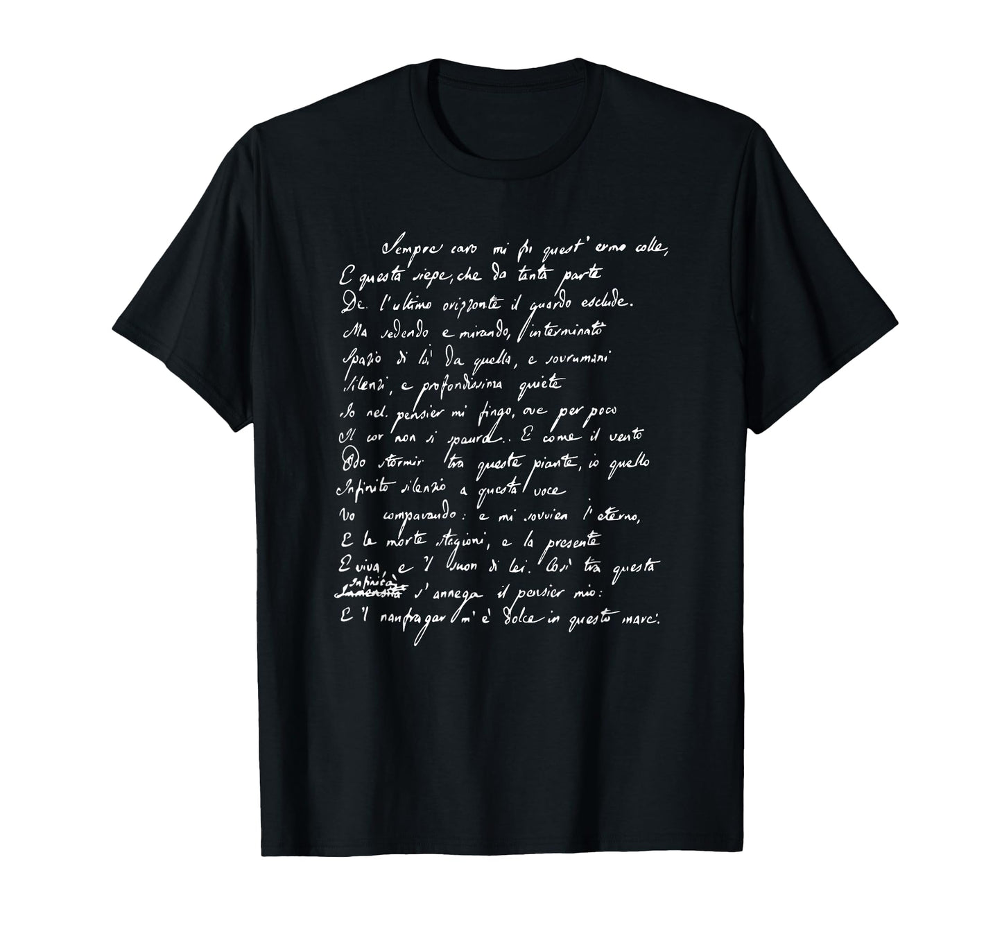 Poetry Giacomo Leopardi Poem L'Infinito Italian Poet T-Shirt
