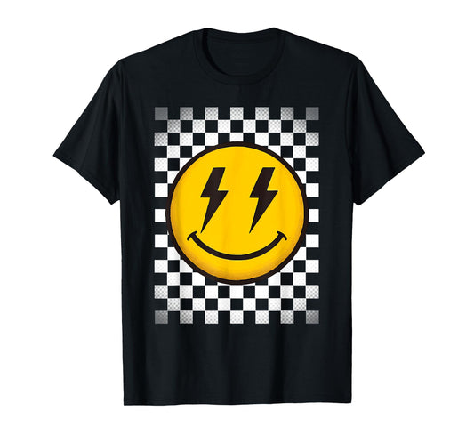 Happy Face Smile Vintage Retro Checkerboard T-Shirt