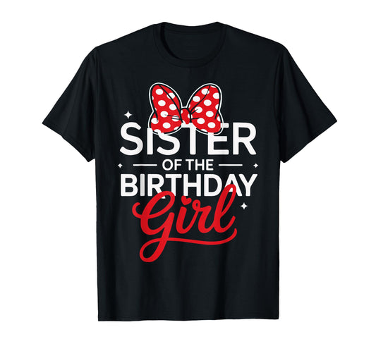 Sister Of The Birthday Girl Cute Pink Family Matching Bow T-Shirt