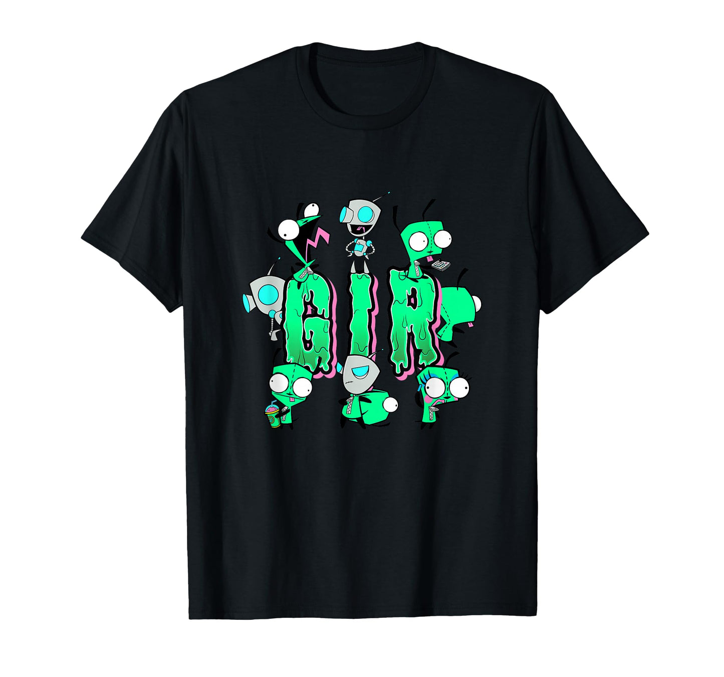 Invader Zim Gir Text Design Slime Letters Funny Faces T-Shirt
