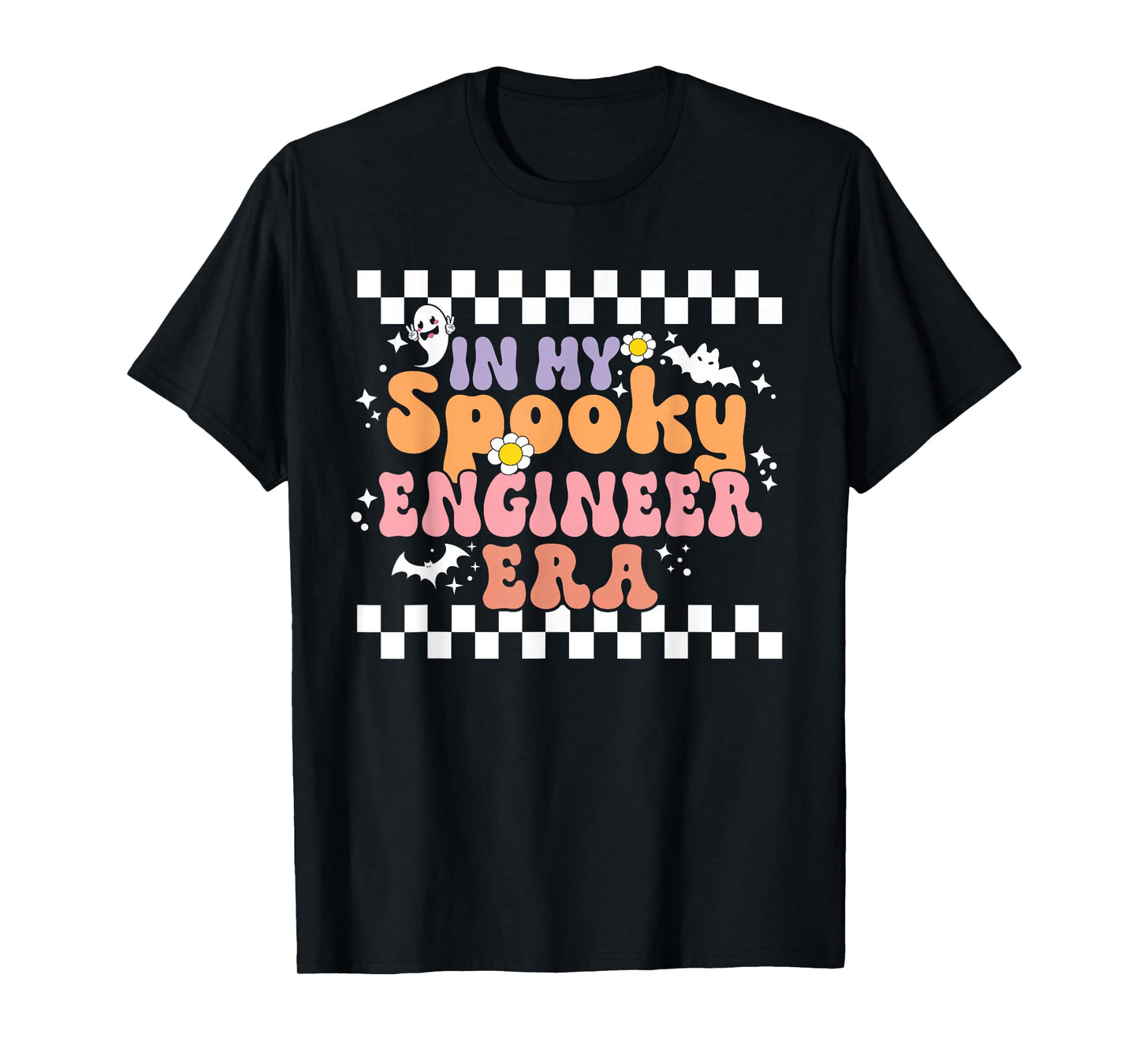 in My Spooky Engineer Era Retro Groovy Funny Halloween T-Shirt