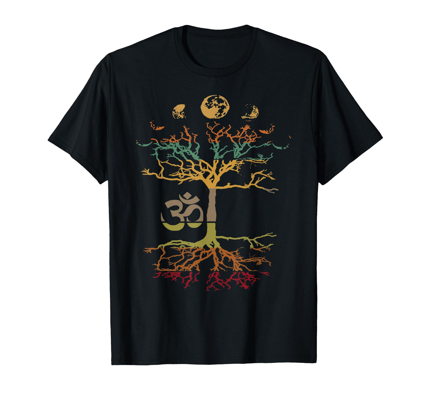 Phases of the Moon Tree of Life Vintage Retro Om Mindfulness T-Shirt