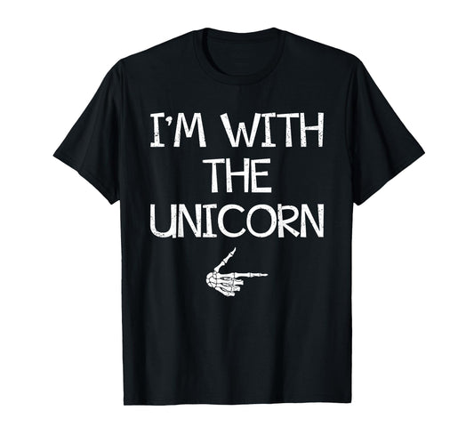 I'm With The Unicorn Easy Halloween Costume Couples Matching T-Shirt