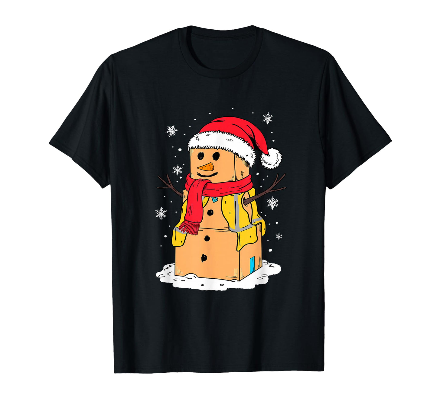 Christmas Coworker Swagazon Associate Cardboard Box Snowman T-Shirt