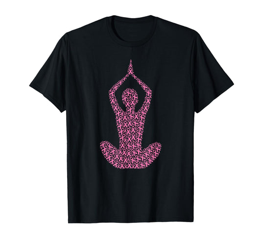 Breast Cancer Awareness Pink Ribbon & Survivor - Yoga Pose T-Shirt