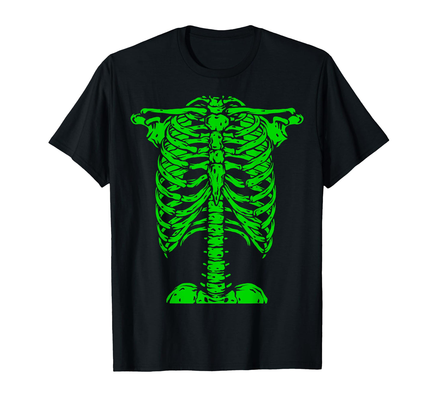 Skeleton Green Rib Cage Bone Costume Halloween Graphic X-Ray T-Shirt
