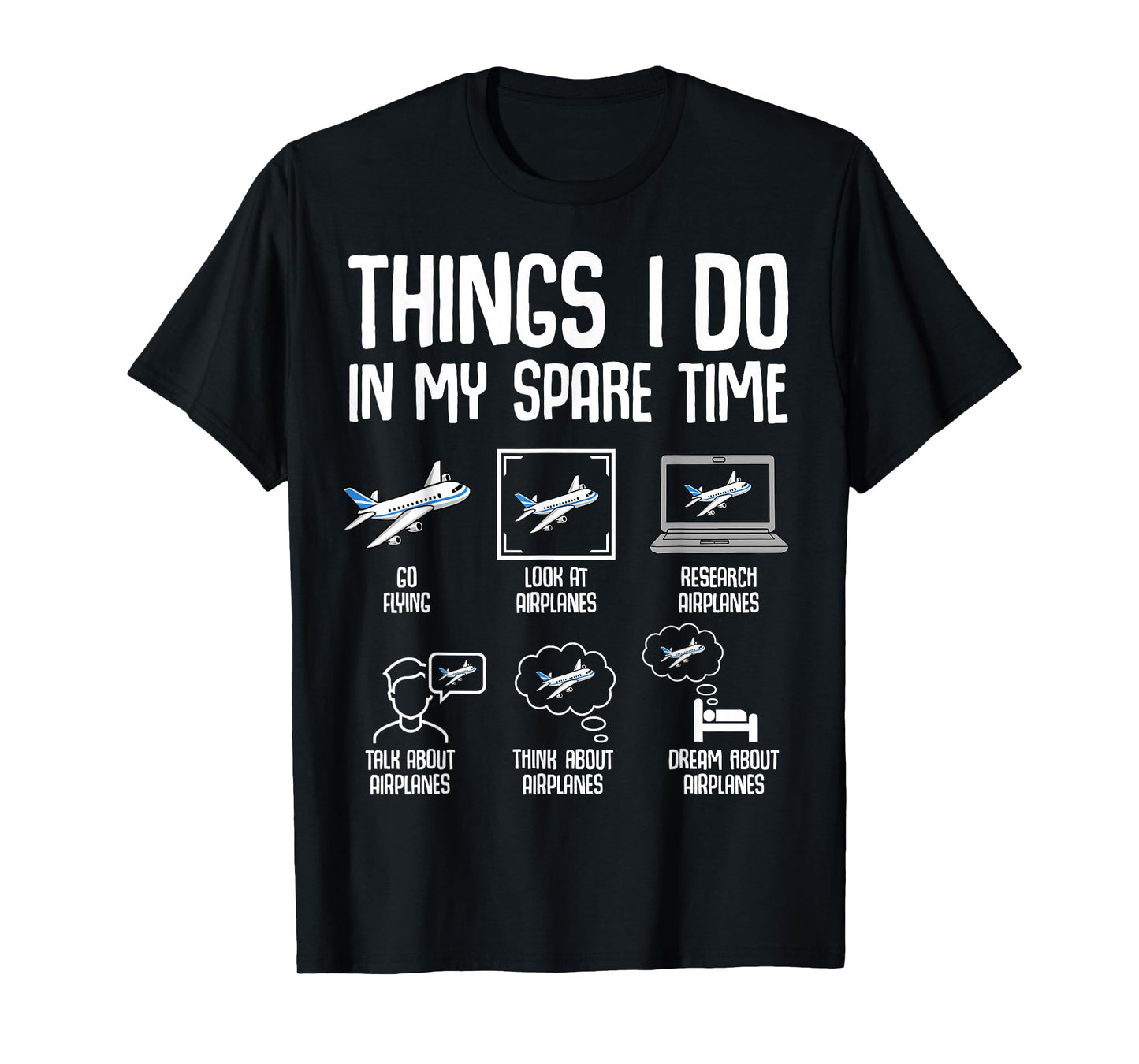 Airplane Things I Do In My Spare Time Plane Pilot Kids Men T-Shirt
