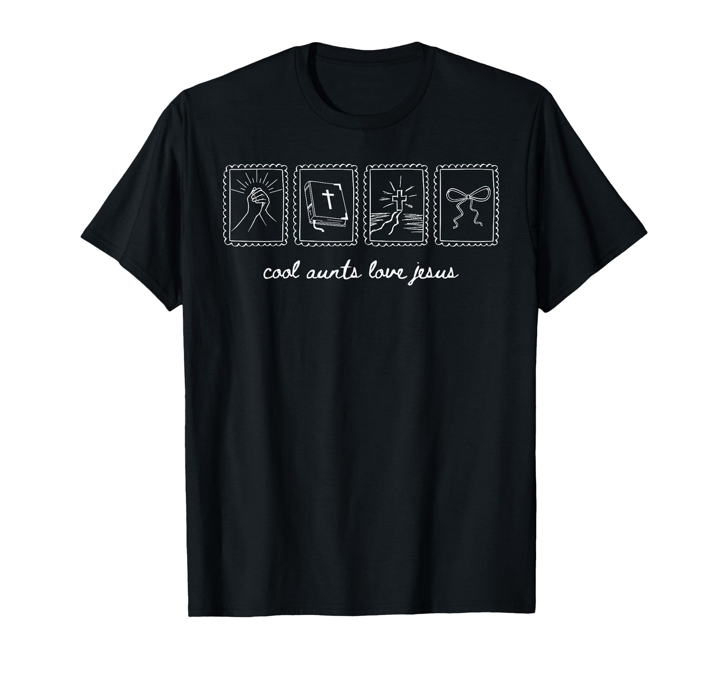 Vintage Cool Aunts Love Jesus Stamp Aunt Religious Christian T-Shirt