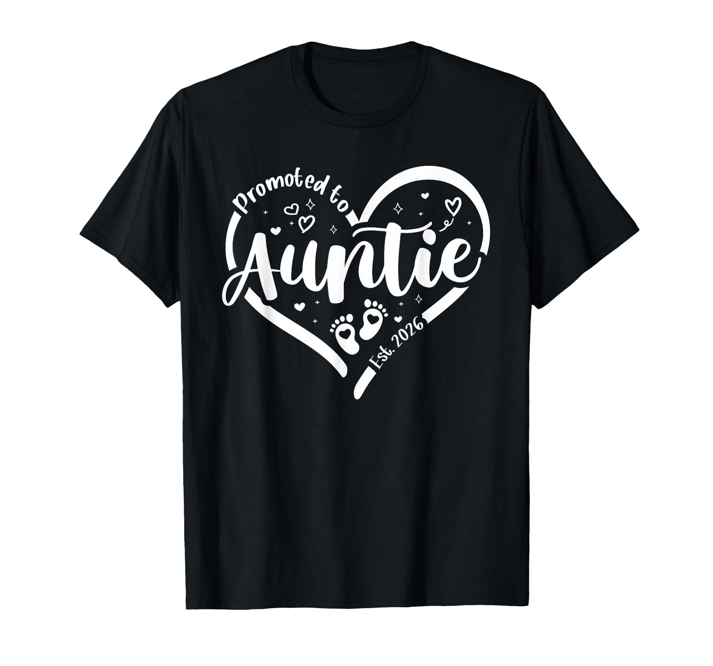 Promoted to Auntie Est. 2026 Heart Love New Aunt First Time T-Shirt