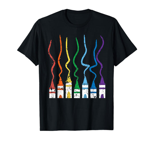Crayon Coloring Art Lover SteMi Apparel Crayon Lover Coloring Artistic Drawing Color Multicolor Rainbow Art Themed T-Shirt for Unisex Adults