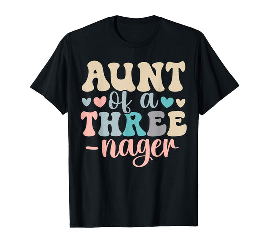 Aunt Of A Threenager 3rd Birthday Matching Family Boho T-Shirt