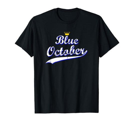 Blue October Retro Script Design T-Shirt