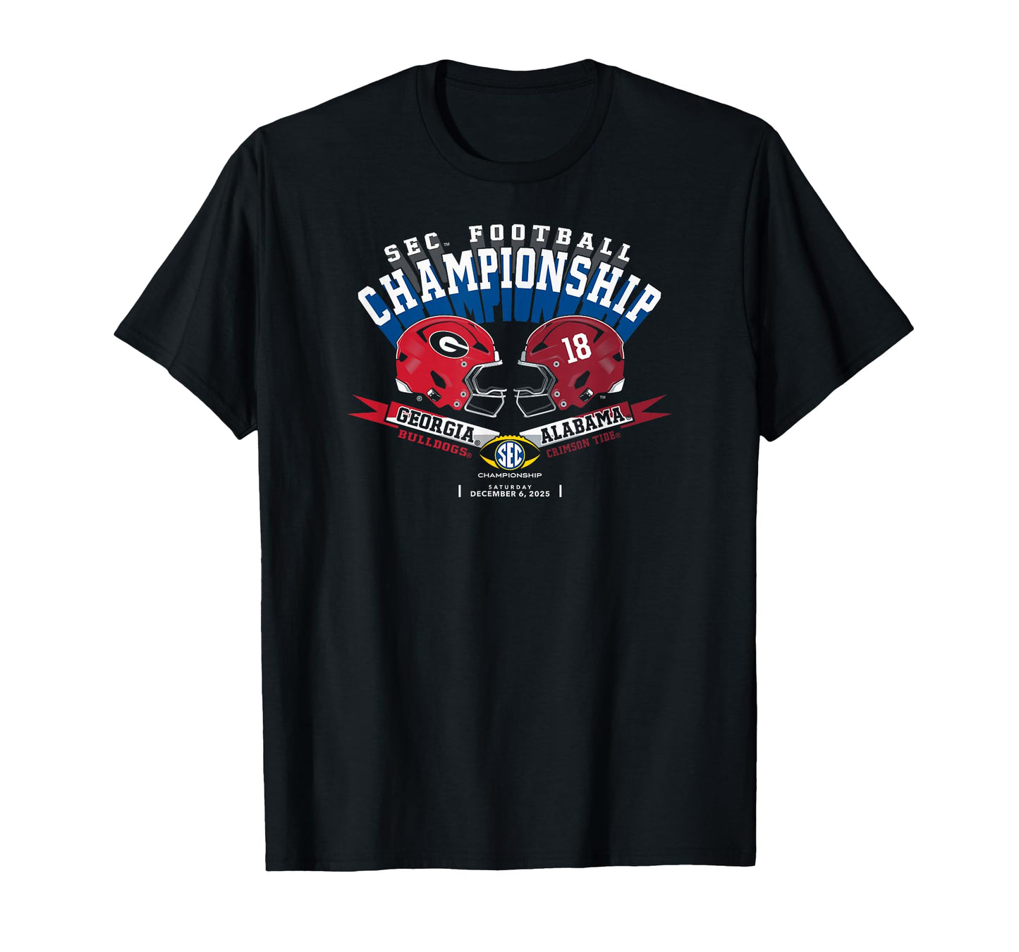 Georgia vs Alabama SEC Championship 2025 Football Black T-Shirt