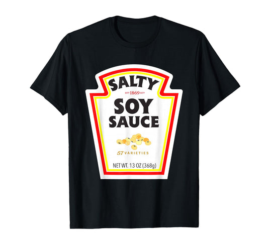 Easy Halloween Matching Costume Salty Soy Sauce Bottle Label T-Shirt