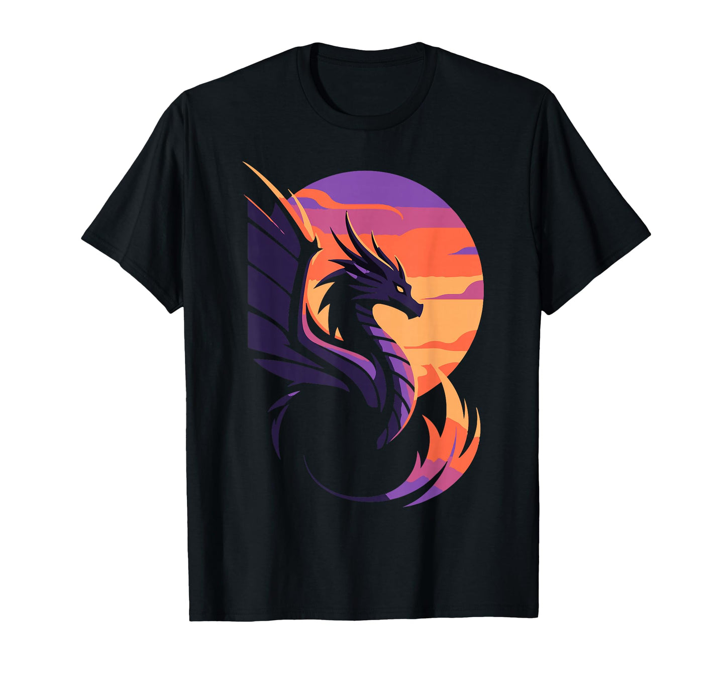 Stylized Sunset Dragon for Fantasy Fans and Dragon Lovers T-Shirt