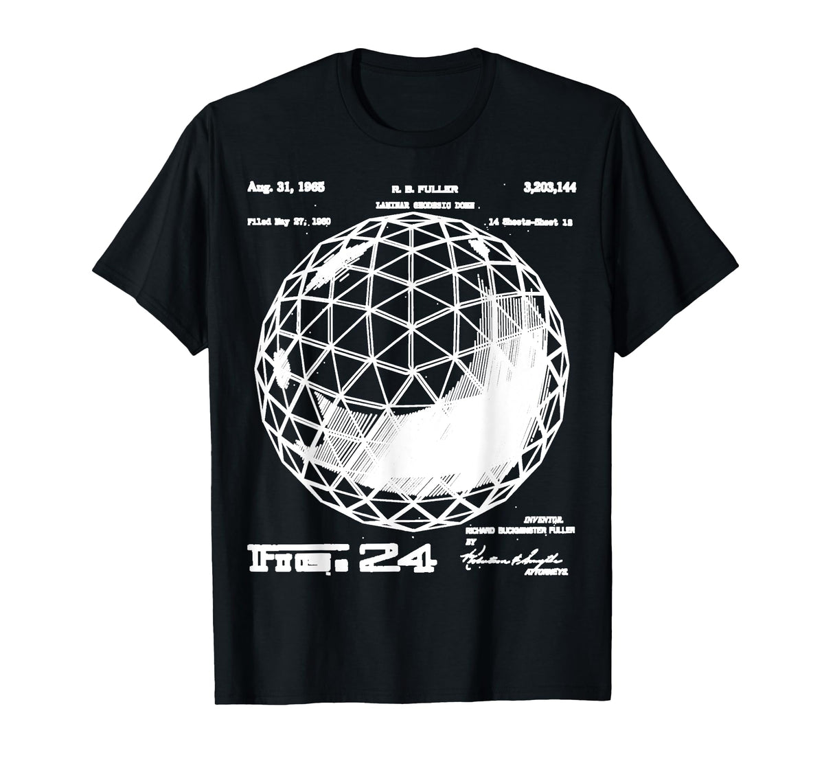 Buckminster Fuller Geodesic Patent Engineering Science Math T-Shirt
