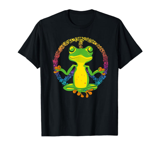 Peace Sign Yoga Frogs Cool Peace Frog Tie Dye T-Shirt