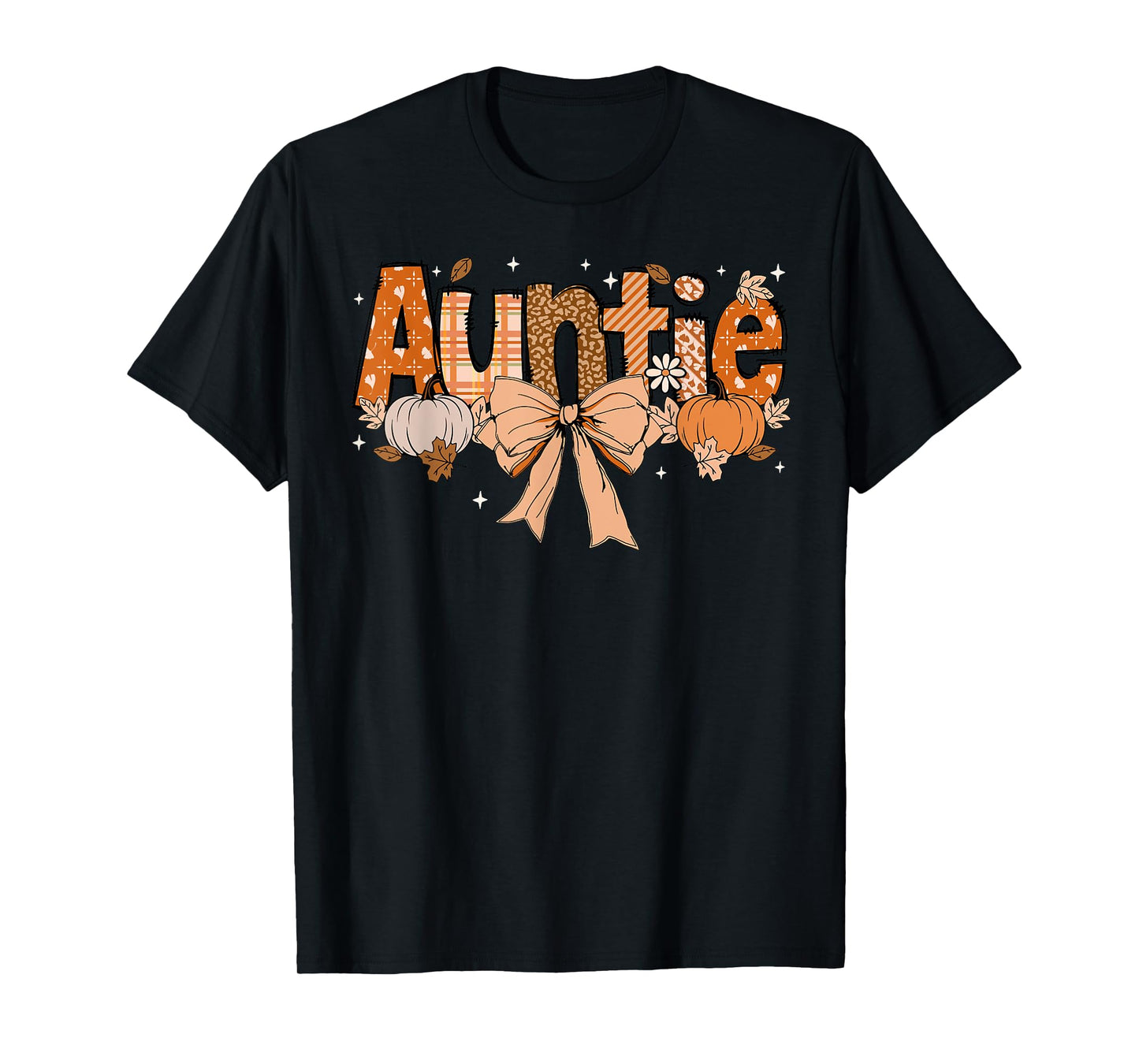 Auntie Pumpkin Fall Coquette Bow Thanksgiving Mom Women T-Shirt