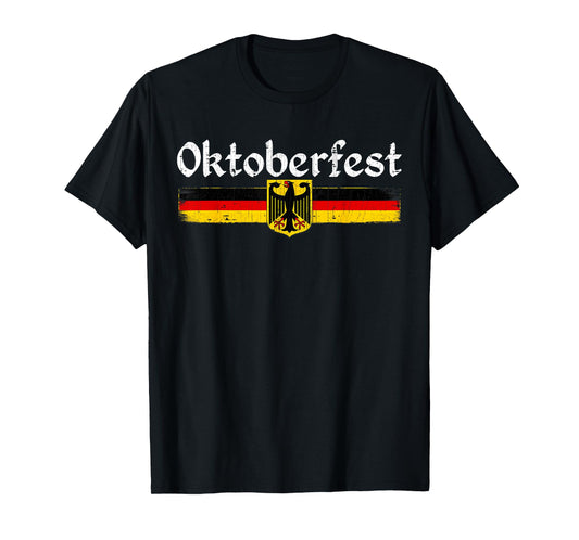 Oktoberfest German Drinking Men Women Vintage German Flag T-Shirt